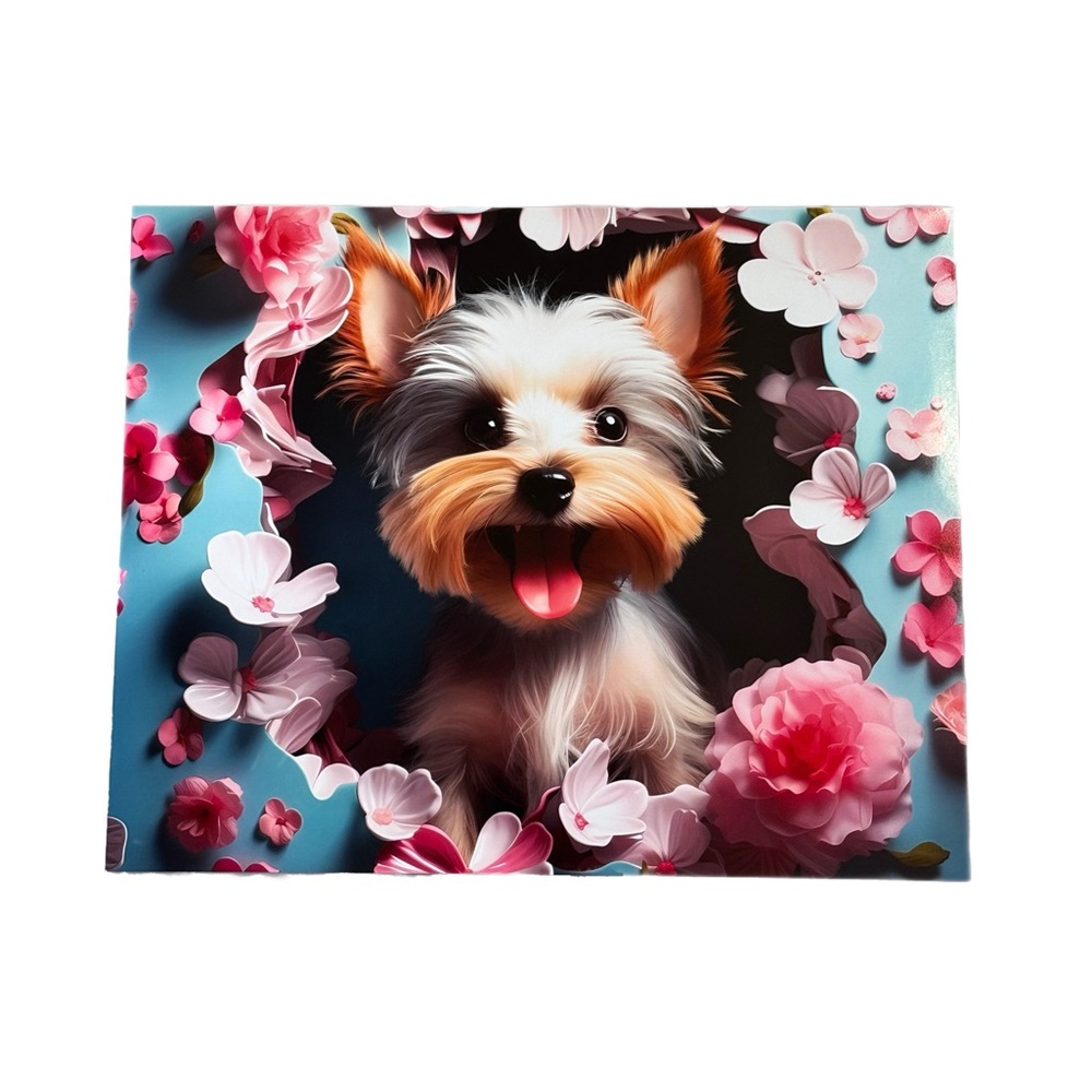 Floral Dog Portrait Art Print 10x8